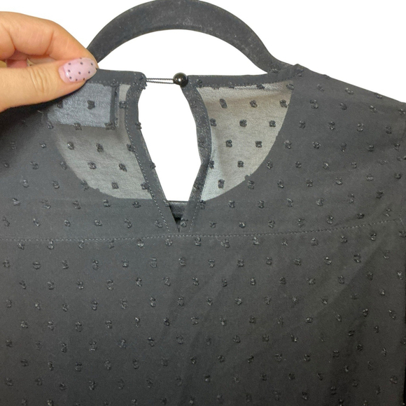 Hudson Gray Blouse Small S Peasant Swiss Dot Balloon Sleeve Top - Picture 5 of 5